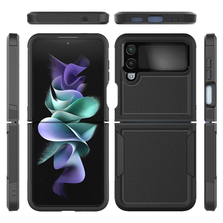 For Samsung Galaxy Z Flip4 5G Hard PC + Soft TPU Protective Phone Cover Anti-drop Hybrid Case - Black