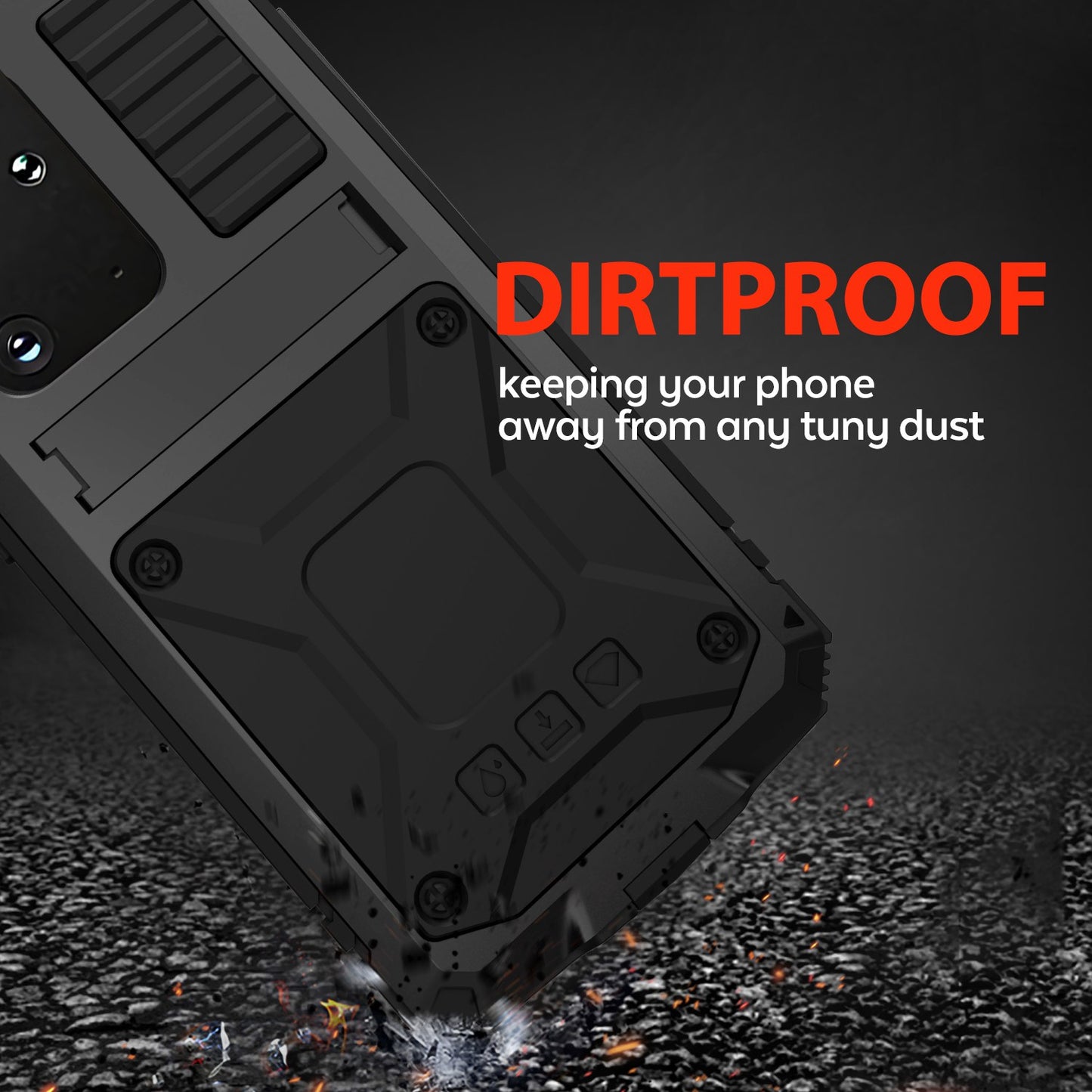 R-JUST For Samsung Galaxy S20 Plus 4G / 5G Dust-proof Splash-proof Drop-proof Phone Case Metal + Silicone + PC Kickstand Feature Cover with Tempered Glass Film - Black