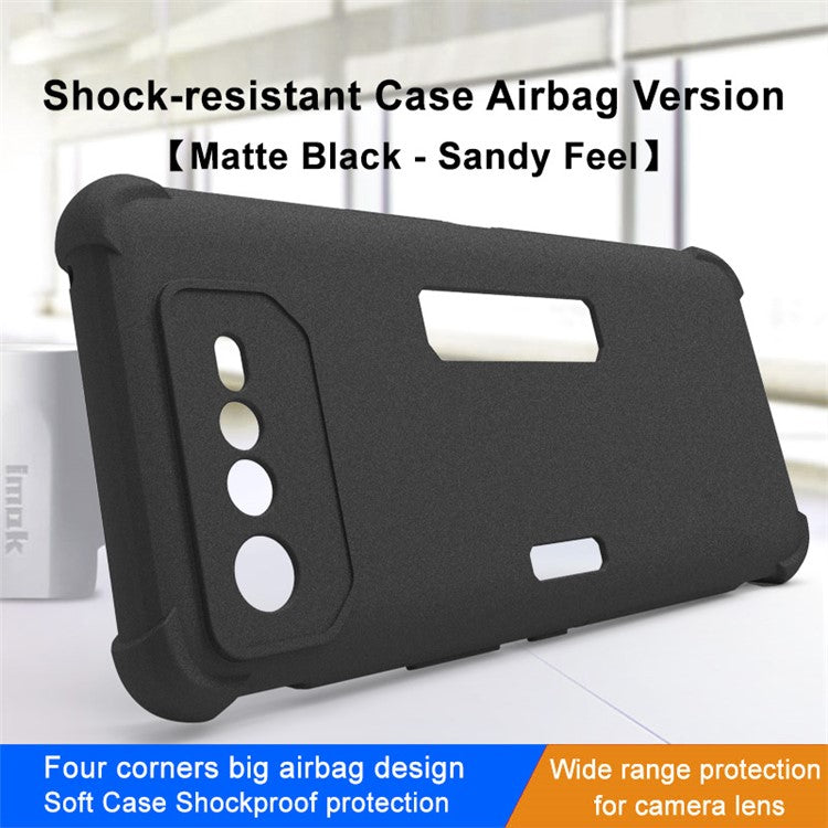 IMAK for Asus ROG Phone 6 Pro 5G Scratch-resistant Matte Texture Anti-drop Airbag TPU Well-protected Mobile Phone Case Cover - Black