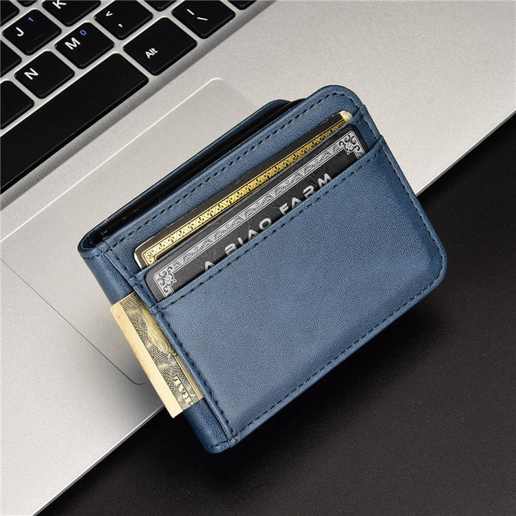 Wallet Phone Case for Samsung Galaxy Z Flip4 5G, PU Leather Cover Inner PC Folding Shell - Blue