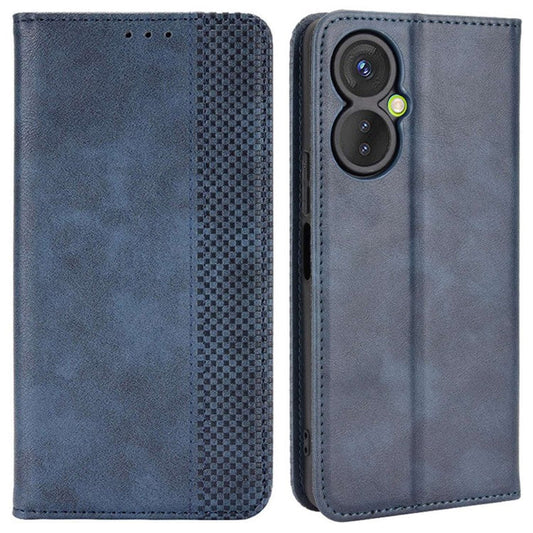 For TECNO Spark 9 Pro 4G (KH7) / Spark 9T 4G Retro PU Leather Cover Stand Flip Wallet Cover - Blue