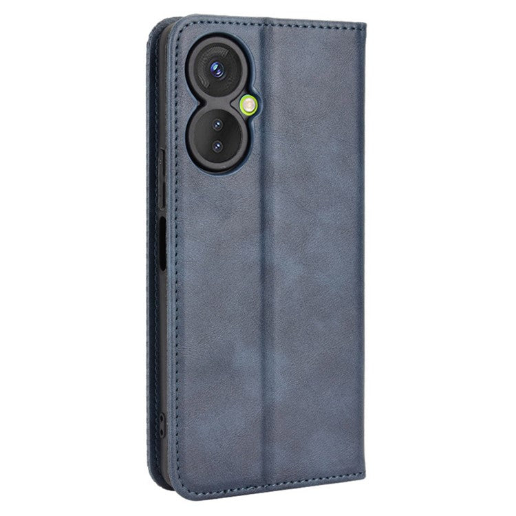 For TECNO Spark 9 Pro 4G (KH7) / Spark 9T 4G Retro PU Leather Cover Stand Flip Wallet Cover - Blue