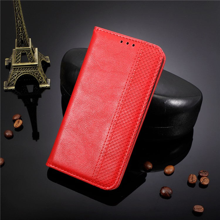 For TECNO Spark 9 Pro 4G (KH7) / Spark 9T 4G Retro PU Leather Cover Stand Flip Wallet Cover - Red