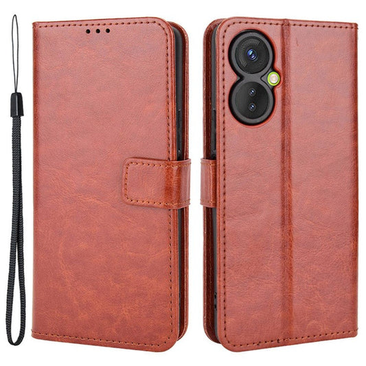 For TECNO Spark 9 Pro 4G (KH7) / Spark 9T 4G PU Leather Wallet Case Crazy Horse Texture Stand TPU Phone Cover - Brown