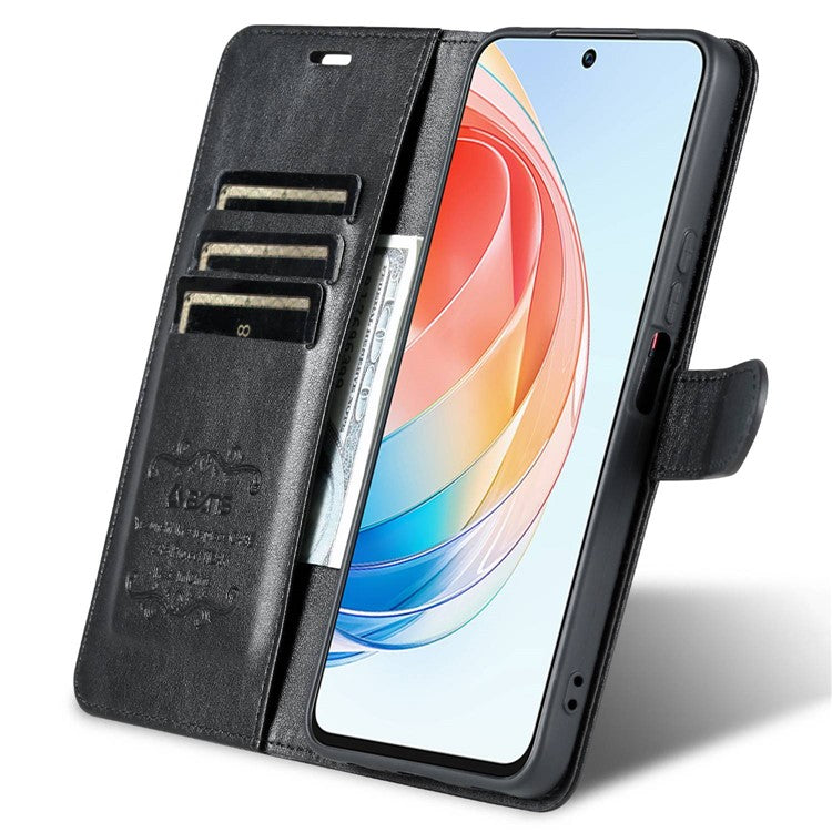 AZNS Anti-fall Flip Wallet Case for Honor X40i 5G, Full Protection PU Leather Phone Cover Shell with Viewing Stand - Black