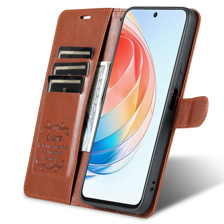 AZNS Anti-fall Flip Wallet Case for Honor X40i 5G, Full Protection PU Leather Phone Cover Shell with Viewing Stand - Brown