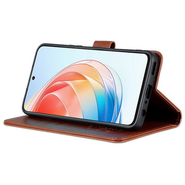 AZNS Anti-fall Flip Wallet Case for Honor X40i 5G, Full Protection PU Leather Phone Cover Shell with Viewing Stand - Brown