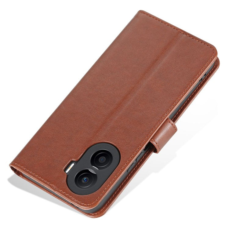 AZNS Anti-fall Flip Wallet Case for Honor X40i 5G, Full Protection PU Leather Phone Cover Shell with Viewing Stand - Brown