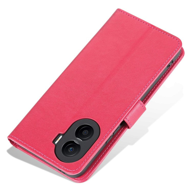 AZNS Anti-fall Flip Wallet Case for Honor X40i 5G, Full Protection PU Leather Phone Cover Shell with Viewing Stand - Red