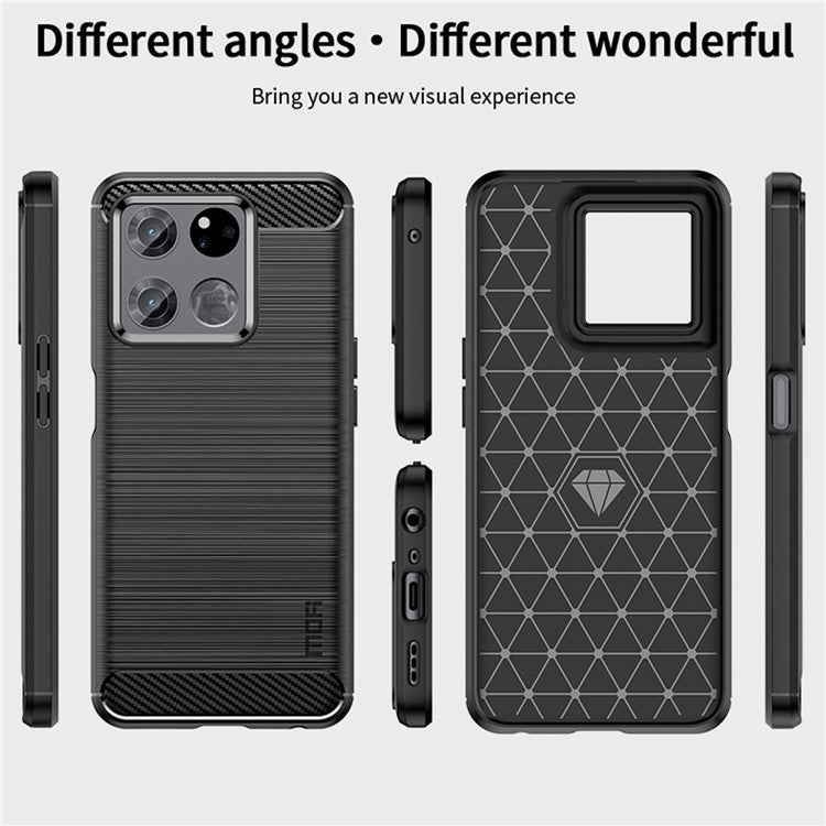 MOFI JK TPU Series-1 for OnePlus Ace Racing 5G Anti-dust Soft TPU Cell Phone Case Brushed Surface Carbon Fiber Phone Shell - Red