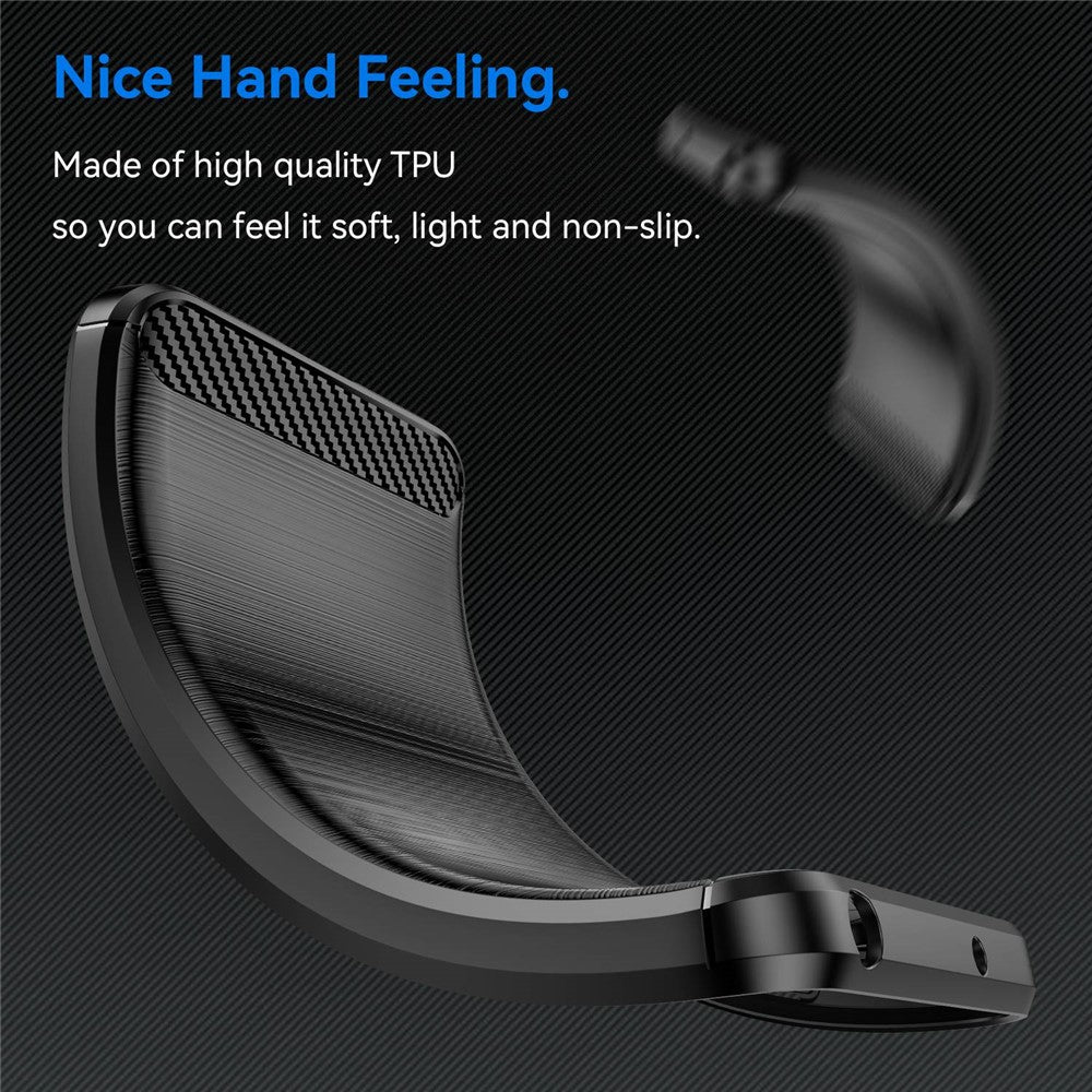 For Samsung Galaxy M13 4G / M13 (India) 4G / F13 4G / M23 5G / F23 5G Carbon Fiber Texture Soft TPU Case Drop-proof Brushed Phone Cover - Black