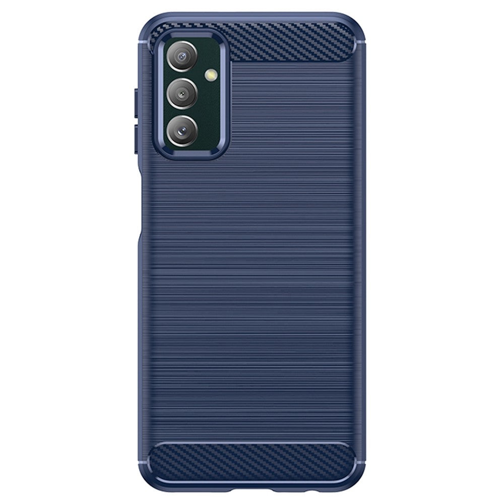 For Samsung Galaxy M13 4G / M13 (India) 4G / F13 4G / M23 5G / F23 5G Carbon Fiber Texture Soft TPU Case Drop-proof Brushed Phone Cover - Blue