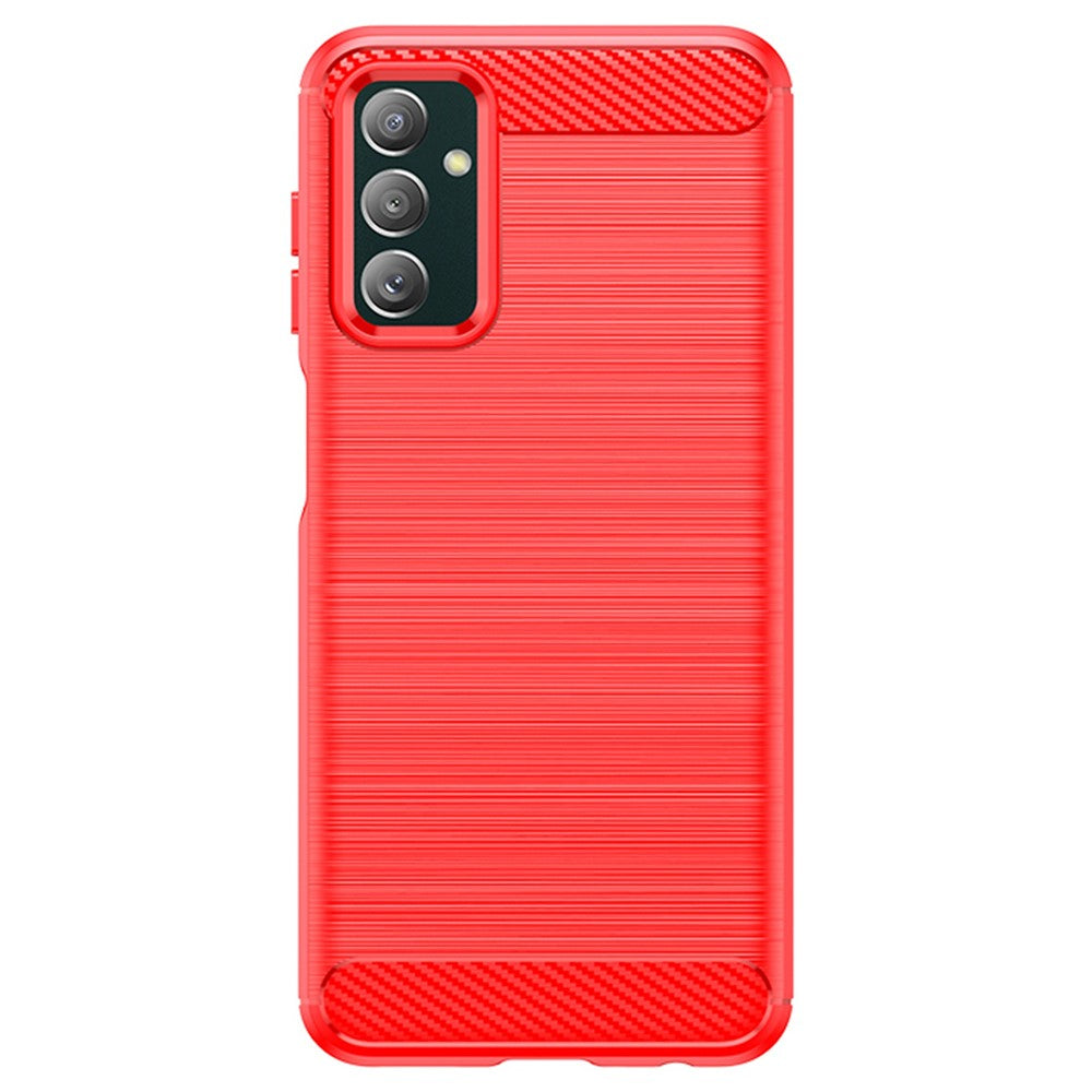 For Samsung Galaxy M13 4G / M13 (India) 4G / F13 4G / M23 5G / F23 5G Carbon Fiber Texture Soft TPU Case Drop-proof Brushed Phone Cover - Red