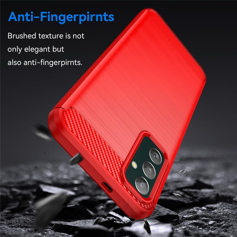 For Samsung Galaxy M13 4G / M13 (India) 4G / F13 4G / M23 5G / F23 5G Carbon Fiber Texture Soft TPU Case Drop-proof Brushed Phone Cover - Red