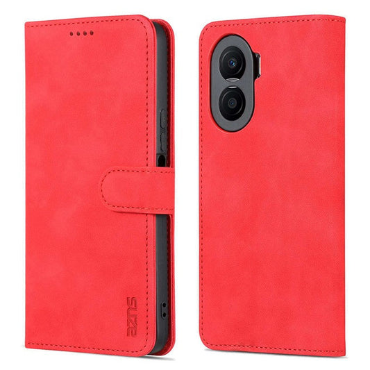 AZNS For Honor X40i 5G PU Leather Flip Phone Cover Anti-drop Protection Stand Wallet Case - Red