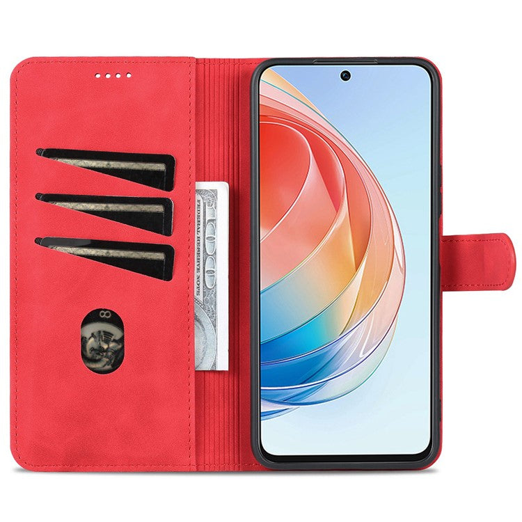 AZNS For Honor X40i 5G PU Leather Flip Phone Cover Anti-drop Protection Stand Wallet Case - Red