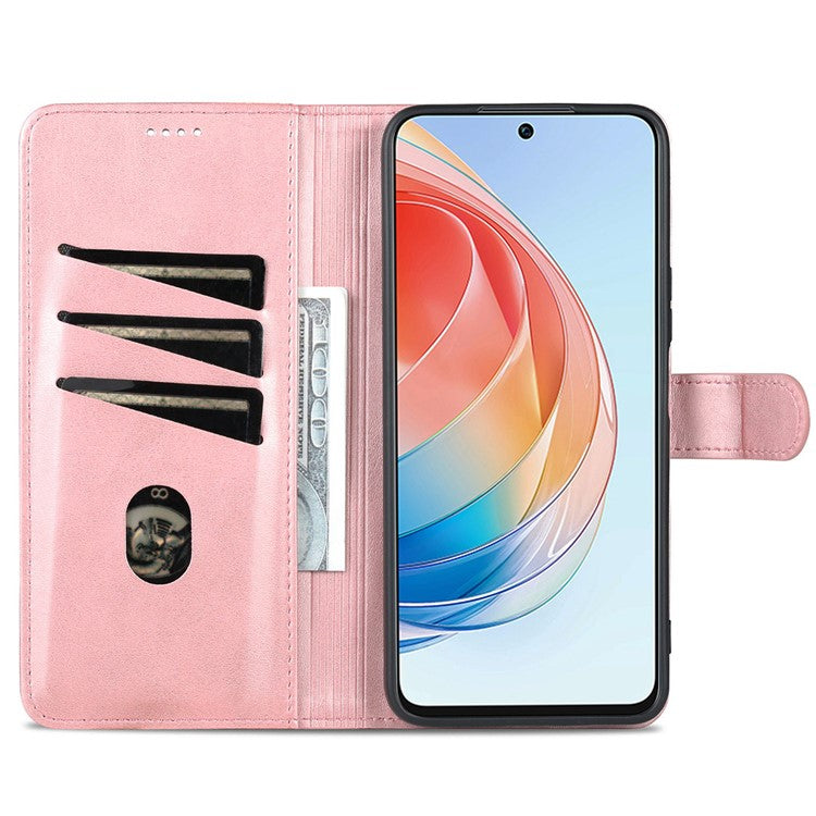 AZNS For Honor X40i 5G PU Leather Flip Phone Cover Anti-drop Protection Stand Wallet Case - Rose Gold