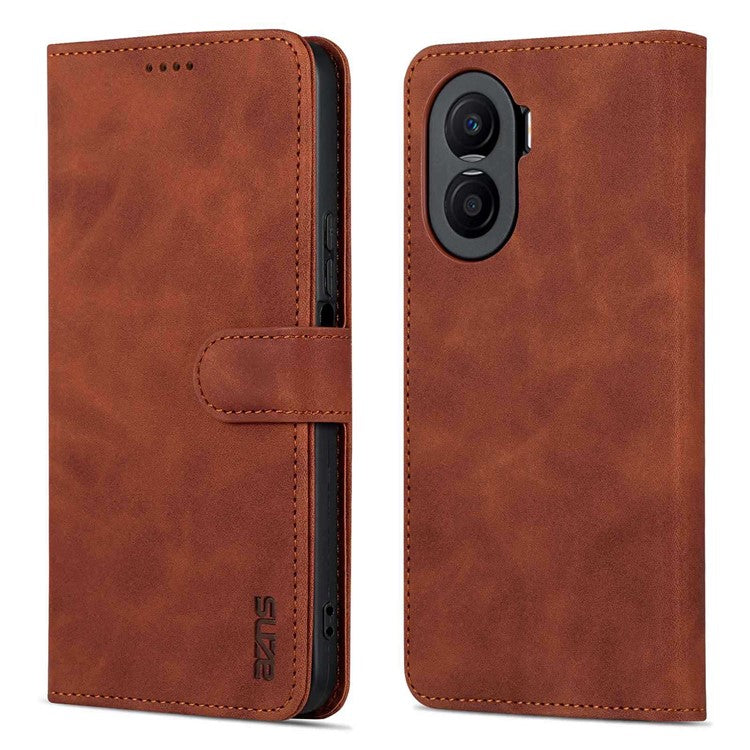 AZNS For Honor X40i 5G PU Leather Flip Phone Cover Anti-drop Protection Stand Wallet Case - Brown