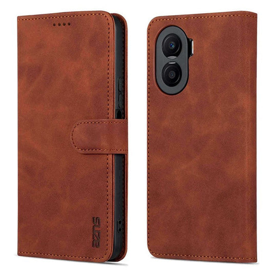 AZNS For Honor X40i 5G PU Leather Flip Phone Cover Anti-drop Protection Stand Wallet Case - Brown