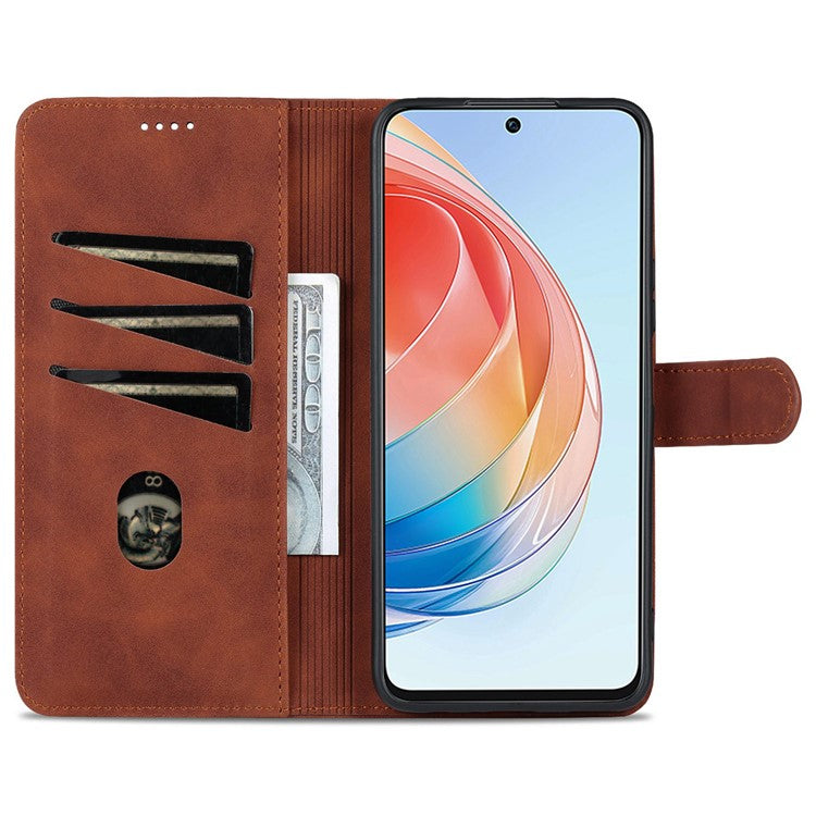 AZNS For Honor X40i 5G PU Leather Flip Phone Cover Anti-drop Protection Stand Wallet Case - Brown