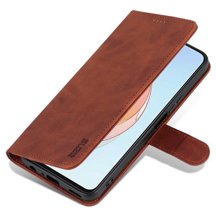 AZNS For Honor X40i 5G PU Leather Flip Phone Cover Anti-drop Protection Stand Wallet Case - Brown