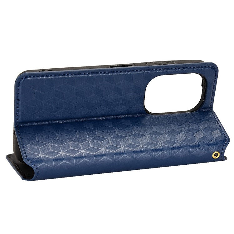 For Asus Zenfone 10 5G / 9 5G PU Leather Rhombus Pattern Imprinted Stand Case Auto Closing Magnetic Phone Wallet Cover - Blue