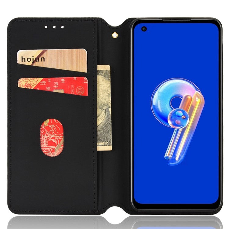 For Asus Zenfone 10 5G / 9 5G PU Leather Rhombus Pattern Imprinted Stand Case Auto Closing Magnetic Phone Wallet Cover - Silver