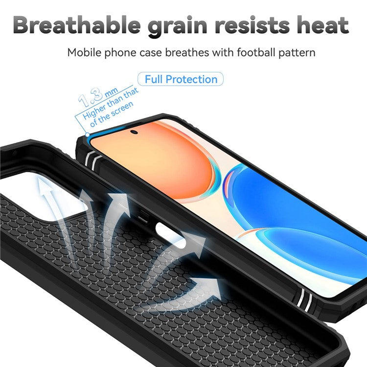 Slide Camera Protector Phone Case for Honor X8 4G 4G, PC + TPU Metal Ring Kickstand Hybrid Cover - Black
