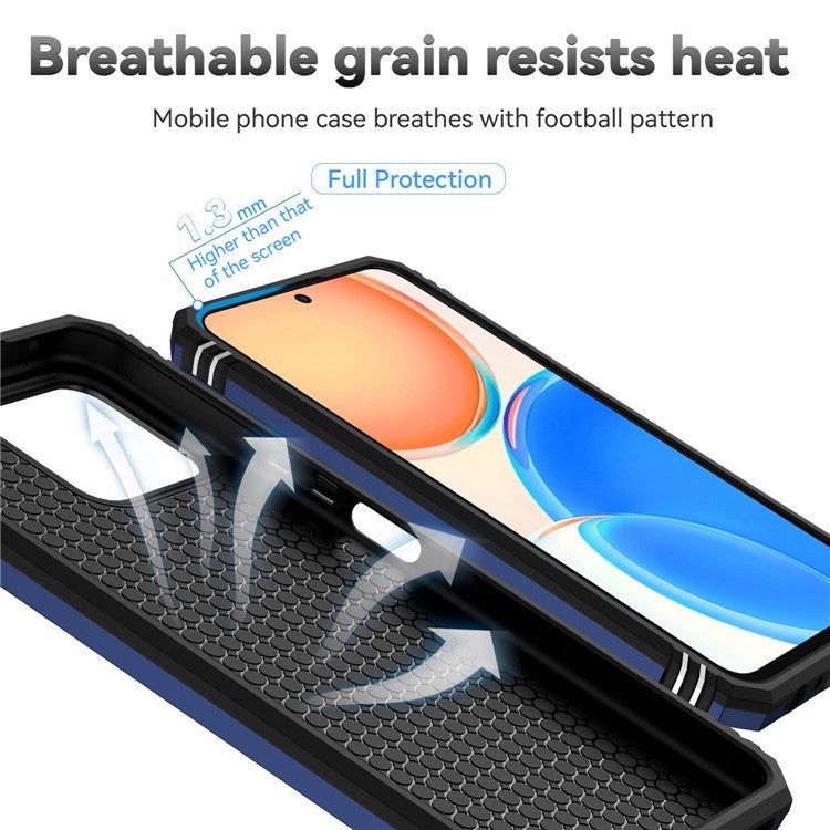Slide Camera Protector Phone Case for Honor X8 4G 4G, PC + TPU Metal Ring Kickstand Hybrid Cover - Blue