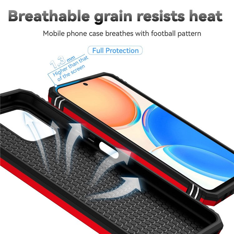 Slide Camera Protector Phone Case for Honor X8 4G 4G, PC + TPU Metal Ring Kickstand Hybrid Cover - Red