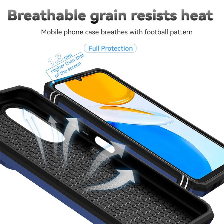 For Honor X7 4G Hard PC + Soft TPU Phone Case with Metal Ring Kickstand and Slide Camera Protector - Blue