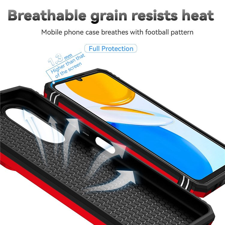 For Honor X7 4G Hard PC + Soft TPU Phone Case with Metal Ring Kickstand and Slide Camera Protector - Red