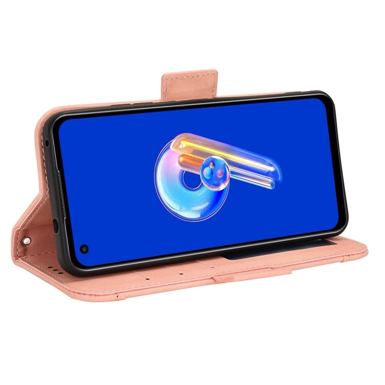 Mobile Phone Case for Asus Zenfone 10 5G / 9 5G Stand Feature Multiple Card Slots PU Leather Wallet Full Protection Cover - Pink