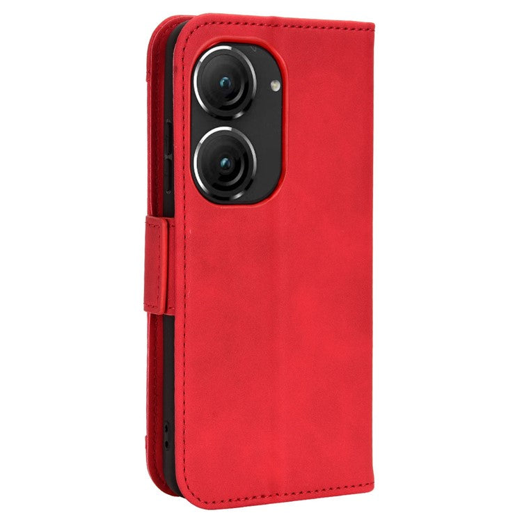 Mobile Phone Case for Asus Zenfone 10 5G / 9 5G Stand Feature Multiple Card Slots PU Leather Wallet Full Protection Cover - Red