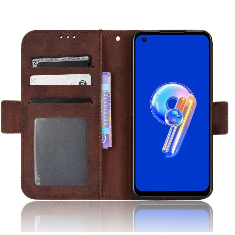 Mobile Phone Case for Asus Zenfone 10 5G / 9 5G Stand Feature Multiple Card Slots PU Leather Wallet Full Protection Cover - Brown