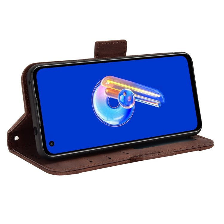 Mobile Phone Case for Asus Zenfone 10 5G / 9 5G Stand Feature Multiple Card Slots PU Leather Wallet Full Protection Cover - Brown