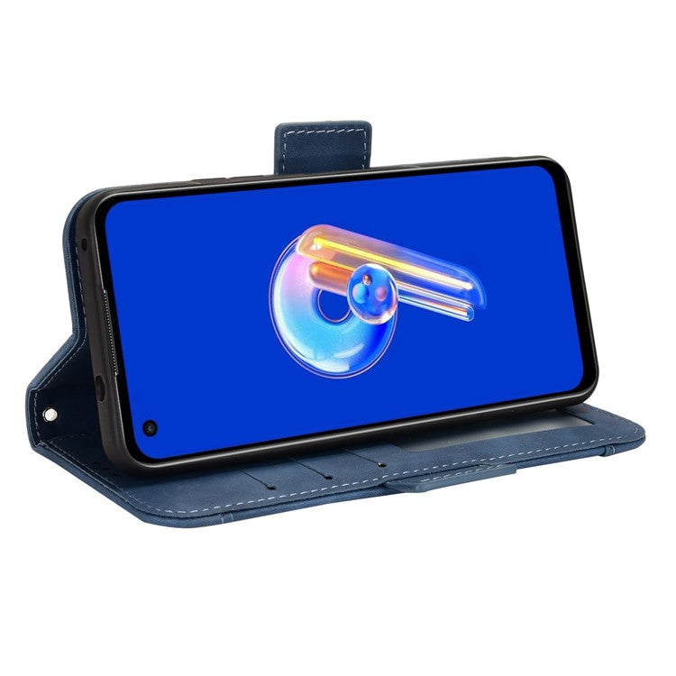 Mobile Phone Case for Asus Zenfone 10 5G / 9 5G Stand Feature Multiple Card Slots PU Leather Wallet Full Protection Cover - Blue