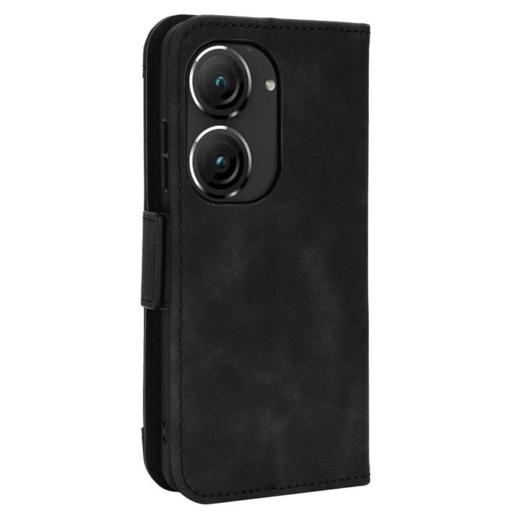 Mobile Phone Case for Asus Zenfone 10 5G / 9 5G Stand Feature Multiple Card Slots PU Leather Wallet Full Protection Cover - Black
