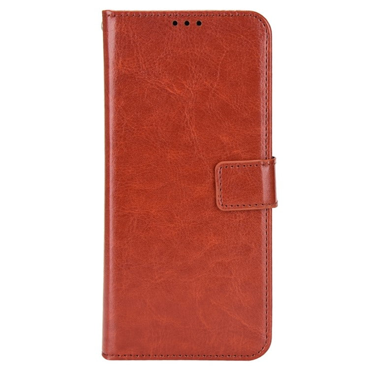 For Realme GT2 Explorer Master 5G TPU+PU Leather Wallet Phone Cover Crazy Horse Texture Stand Phone Shell with Strap - Brown