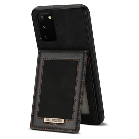 N.BEKUS Anti-fall Phone Case For Samsung Galaxy S20 FE / S20 FE 5G / S20 FE 2022 / S20 Lite, Vertical Card Holder Kickstand PU Leather+TPU RFID Blocking Phone Cover - Black