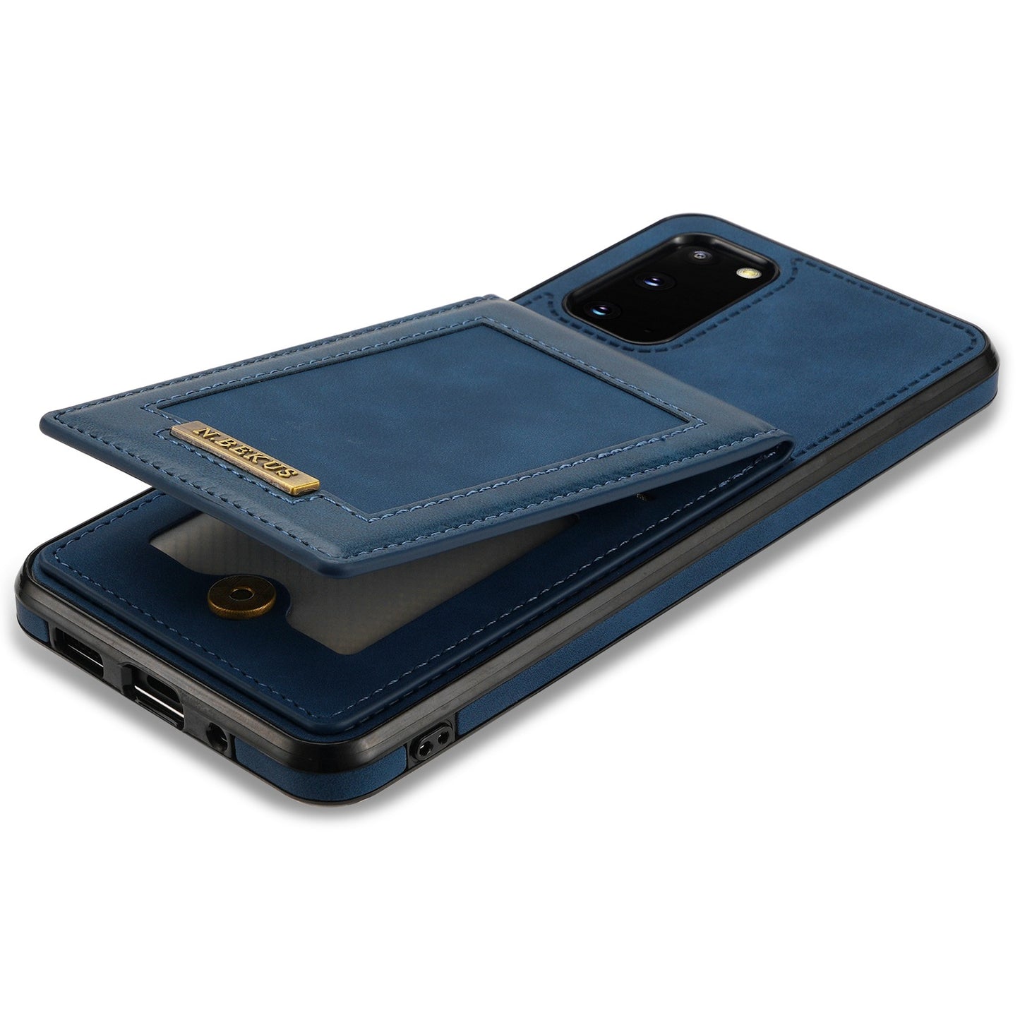 N.BEKUS Anti-fall Phone Case For Samsung Galaxy S20 FE / S20 FE 5G / S20 FE 2022 / S20 Lite, Vertical Card Holder Kickstand PU Leather+TPU RFID Blocking Phone Cover - Blue