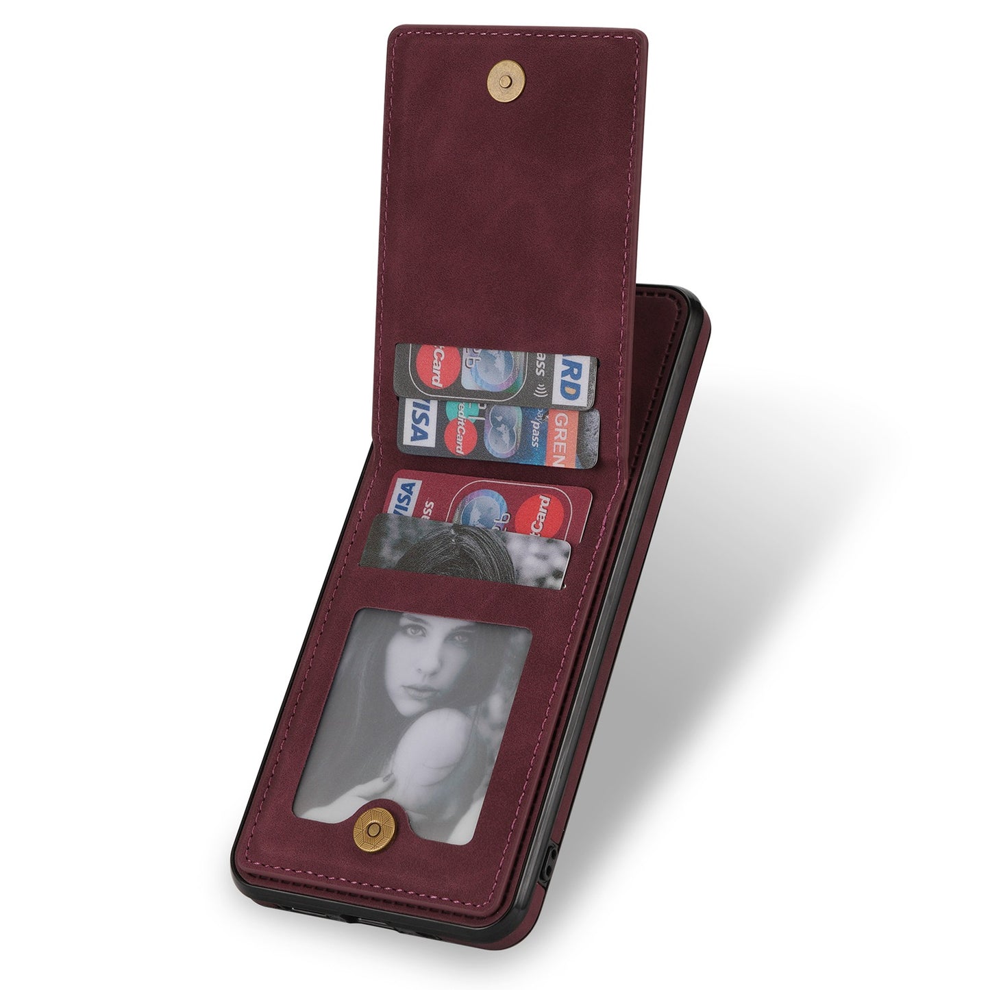 N.BEKUS Anti-fall Phone Case For Samsung Galaxy S20 FE / S20 FE 5G / S20 FE 2022 / S20 Lite, Vertical Card Holder Kickstand PU Leather+TPU RFID Blocking Phone Cover - Wine Red