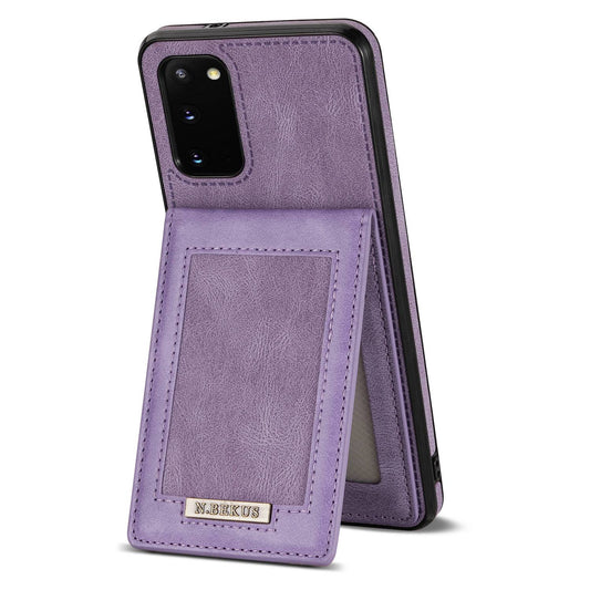 N.BEKUS Anti-fall Phone Case For Samsung Galaxy S20 FE / S20 FE 5G / S20 FE 2022 / S20 Lite, Vertical Card Holder Kickstand PU Leather+TPU RFID Blocking Phone Cover - Purple