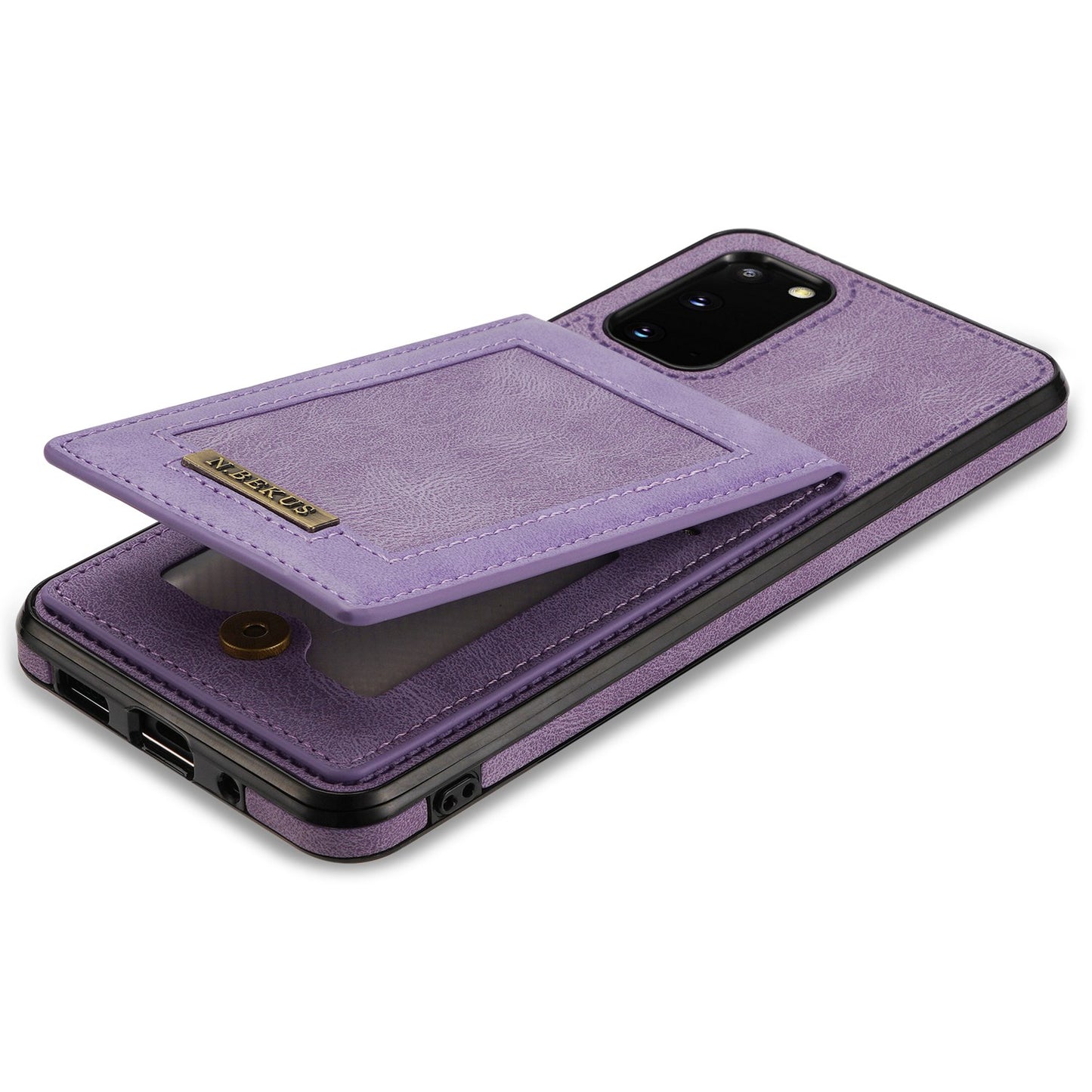 N.BEKUS Anti-fall Phone Case For Samsung Galaxy S20 FE / S20 FE 5G / S20 FE 2022 / S20 Lite, Vertical Card Holder Kickstand PU Leather+TPU RFID Blocking Phone Cover - Purple