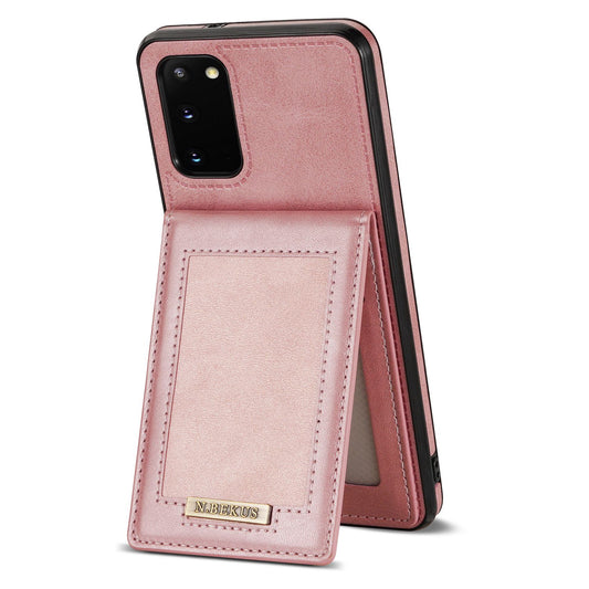 N.BEKUS Anti-fall Phone Case For Samsung Galaxy S20 FE / S20 FE 5G / S20 FE 2022 / S20 Lite, Vertical Card Holder Kickstand PU Leather+TPU RFID Blocking Phone Cover - Rose Gold