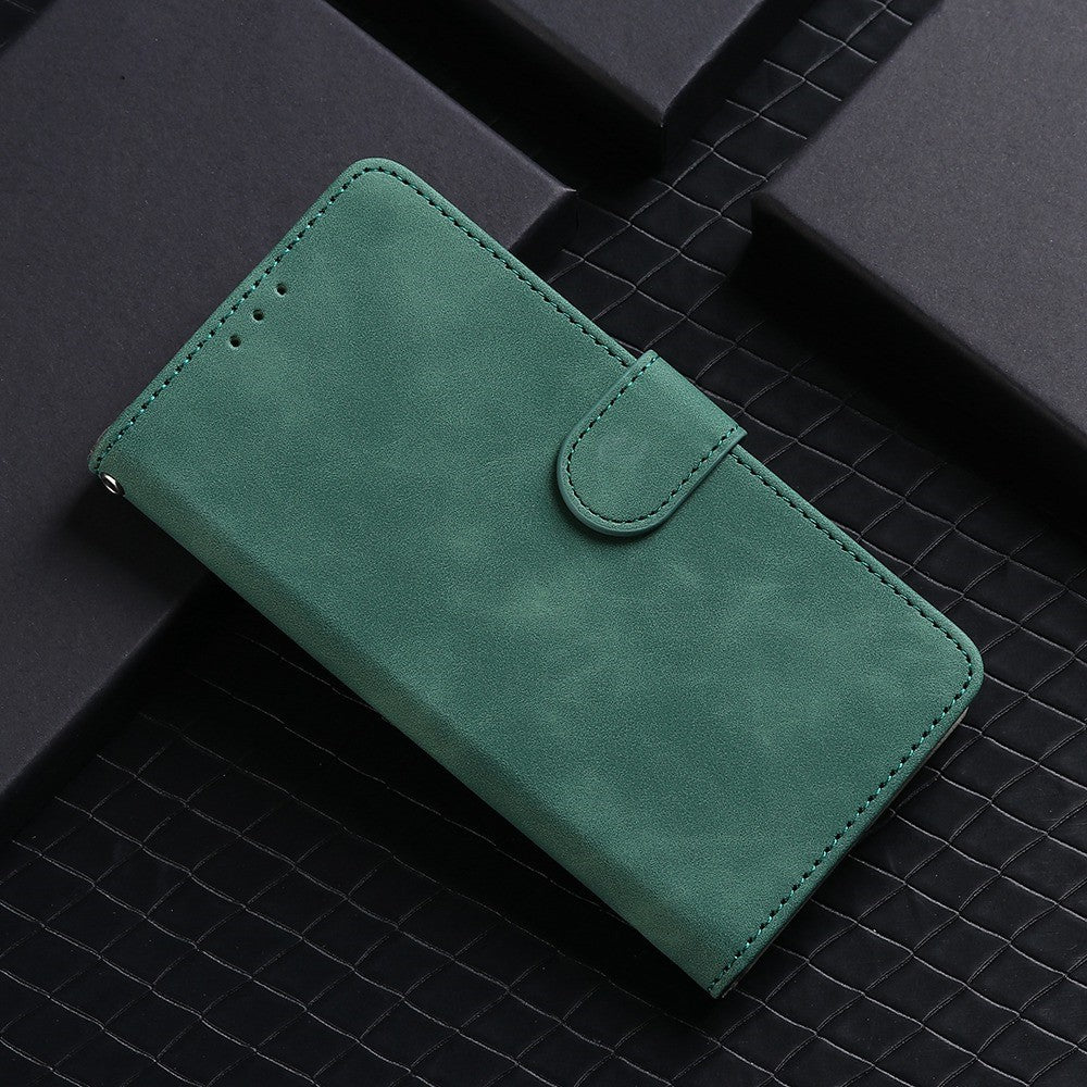 For Samsung Galaxy M13 4G Skin-Touch Feeling Full Protection PU Leather Case Stand Wallet Magnetic Clasp Phone Cover - Green