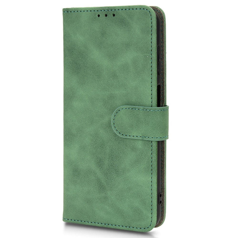 For Samsung Galaxy M13 4G Skin-Touch Feeling Full Protection PU Leather Case Stand Wallet Magnetic Clasp Phone Cover - Green