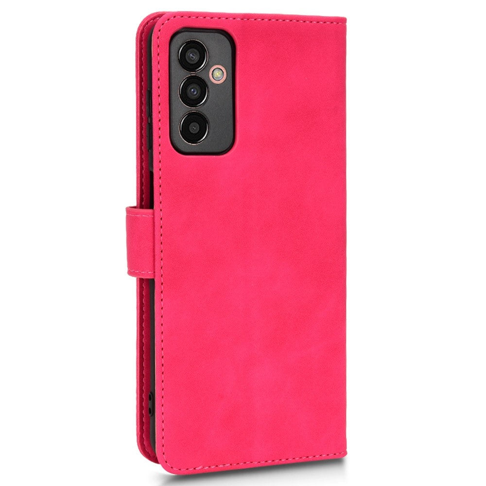 For Samsung Galaxy M13 4G Skin-Touch Feeling Full Protection PU Leather Case Stand Wallet Magnetic Clasp Phone Cover - Red