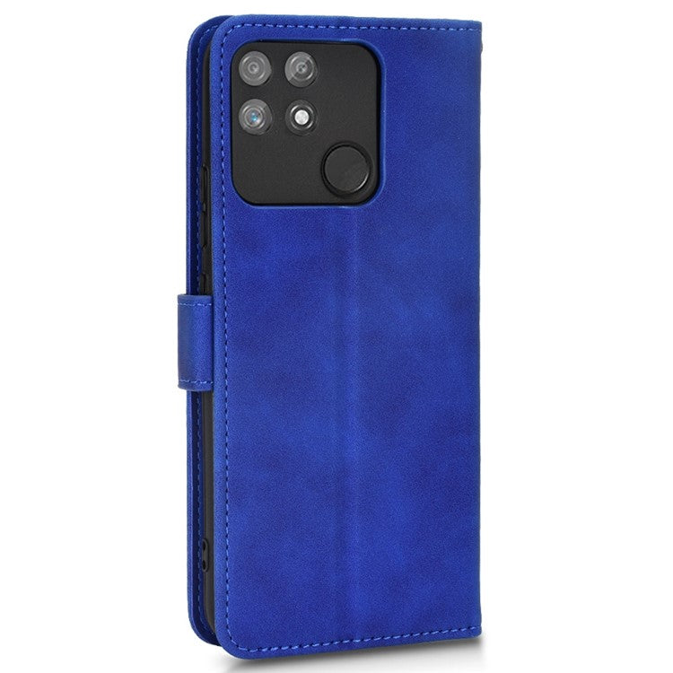 For Realme Narzo 50A Skin-Touch Feeling PU Leather Case Flip Folio Wallet Stand Phone Cover - Blue