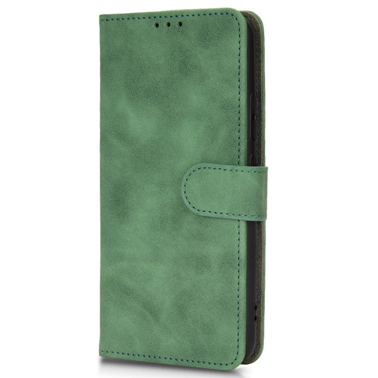 For Realme Narzo 50A Skin-Touch Feeling PU Leather Case Flip Folio Wallet Stand Phone Cover - Green